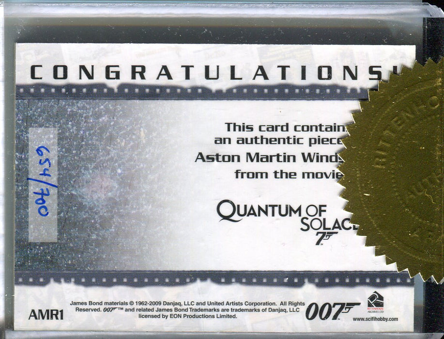 James Bond Archives 2009 Edition Aston Martin Windshield AMR1 Relic Card 654/700 - TvMovieCards.com