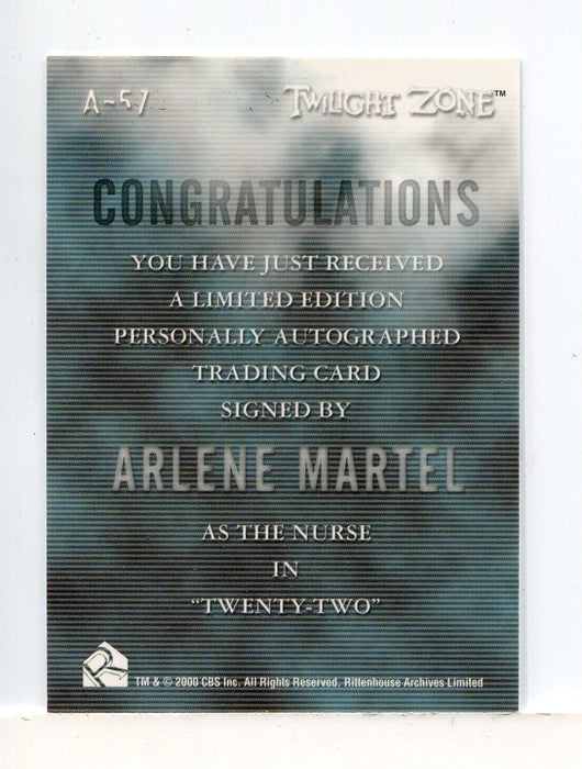 Twilight Zone 3 Shadows and Substance Arlene Martel Autograph Card A-57 - TvMovieCards.com