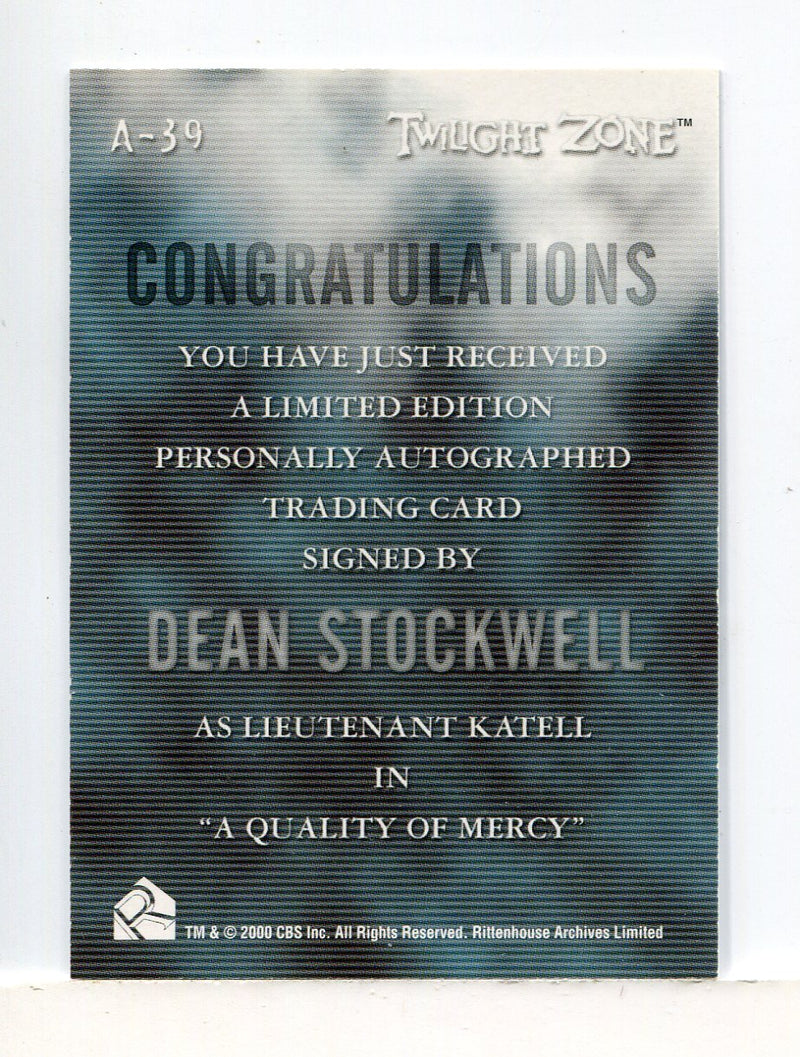 Twilight Zone 3 Shadows and Substance Dean Stockwell Autograph Card A-39 - TvMovieCards.com