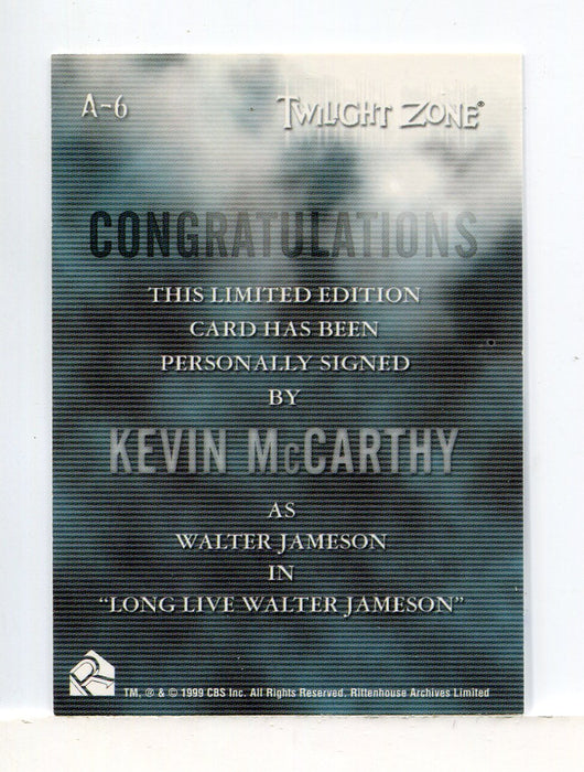 Twilight Zone Premiere Edition Kevin McCarthy Autograph Card A-6 - TvMovieCards.com
