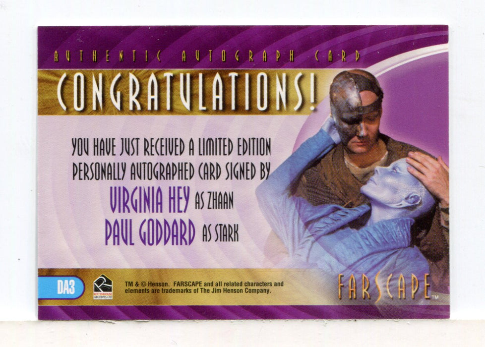 Farscape Through the Wormhole Virginia Hey Paul Goddard Dual Autograph Card DA3 - TvMovieCards.com