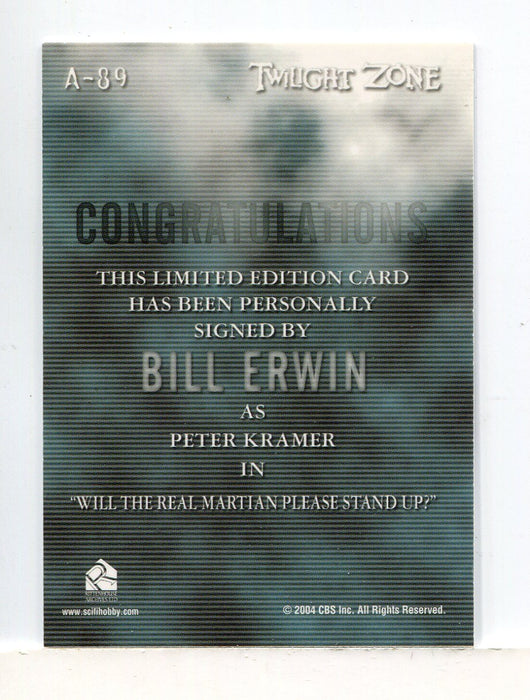 Twilight Zone 4 Science and Superstition Bill Erwin Autograph Card A-89 - TvMovieCards.com