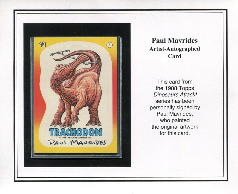 Dinosaurs Attack 1988 Topps Artist Paul Mavrides Autograph Sticker Card #9 - TvMovieCards.com