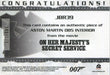 James Bond Archives 2014 Edition Aston Martin Interior Relic Card JBR39 #180/275 - TvMovieCards.com