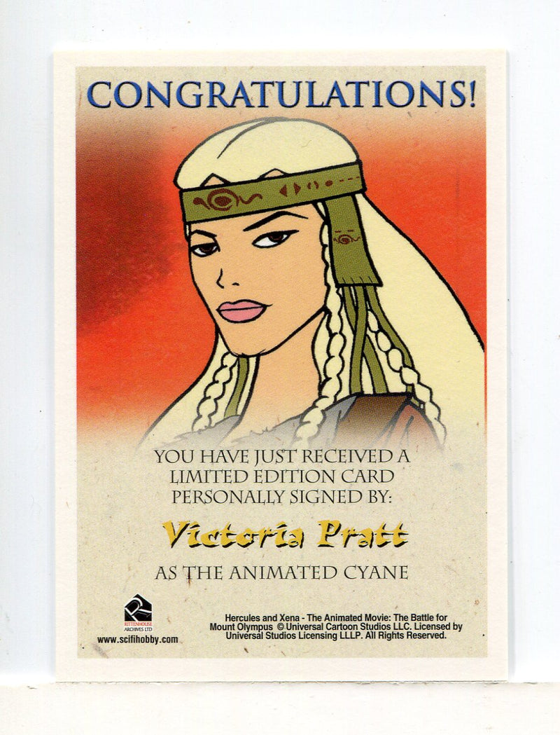 Xena & Hercules Animated Adventures Victoria Pratt Cyane Autograph Card - TvMovieCards.com