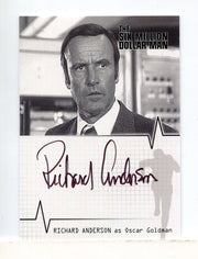 Six Million Dollar Man 1 & 2 Richard Anderson Oscar Goldman Autograph Card A2 - TvMovieCards.com