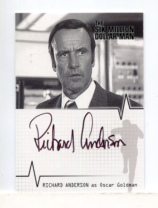 Six Million Dollar Man 1 & 2 Richard Anderson Oscar Goldman Autograph Card A2 - TvMovieCards.com
