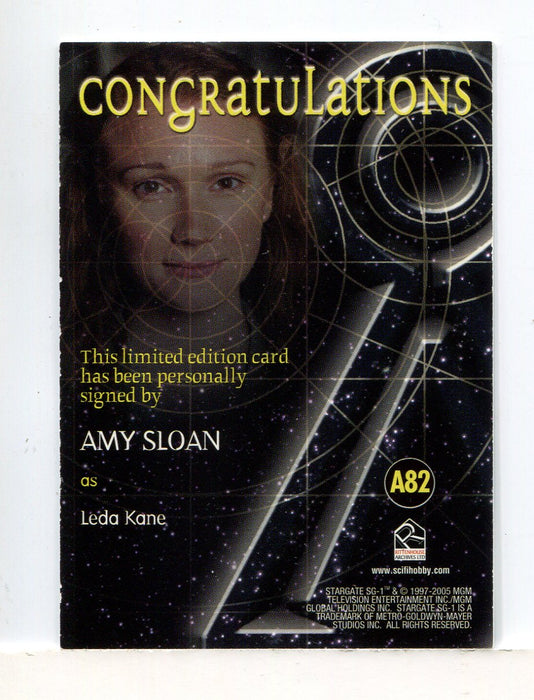 Stargate SG-1 Season Nine Amy Sloan Autograph Card A82 - TvMovieCards.com