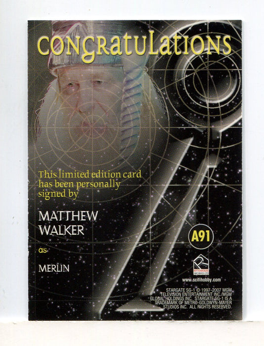 Stargate SG-1 Season Nine Matthew Walker Autograph Card A91 - TvMovieCards.com