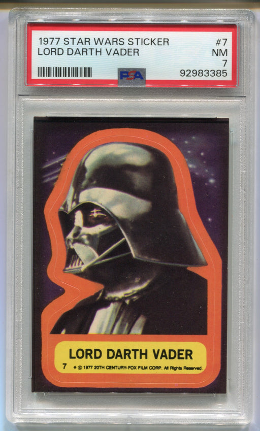 1977 Star Wars Sticker Lord Darth Vader #7 Trading Card PSA 7 NM - TvMovieCards.com