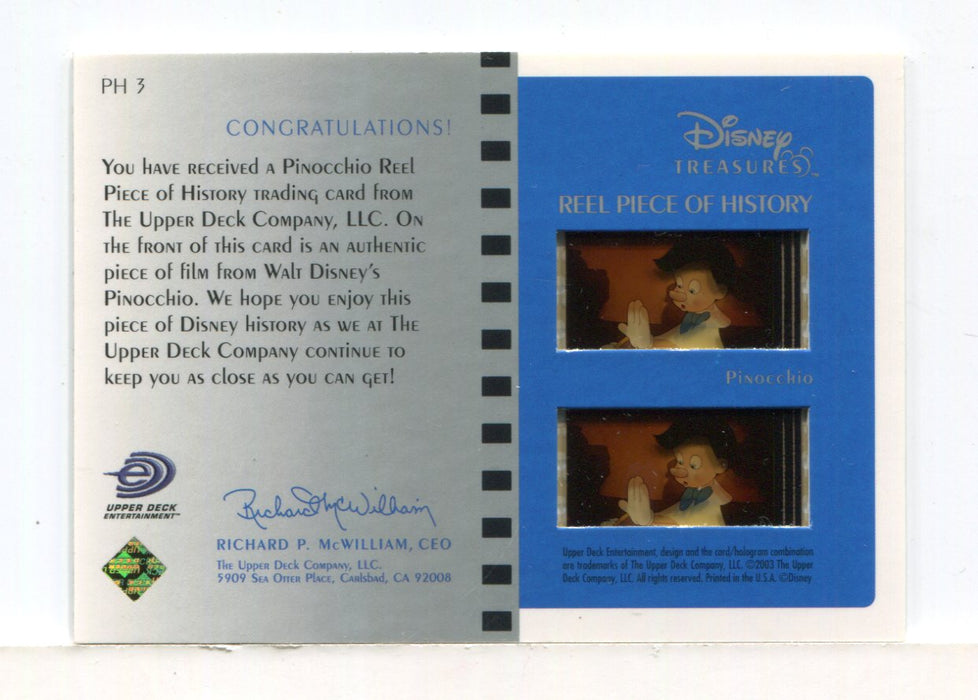 2003 Disney Treasures 1 Reel Piece of History Chase Card PH 3 Pinocchio - TvMovieCards.com