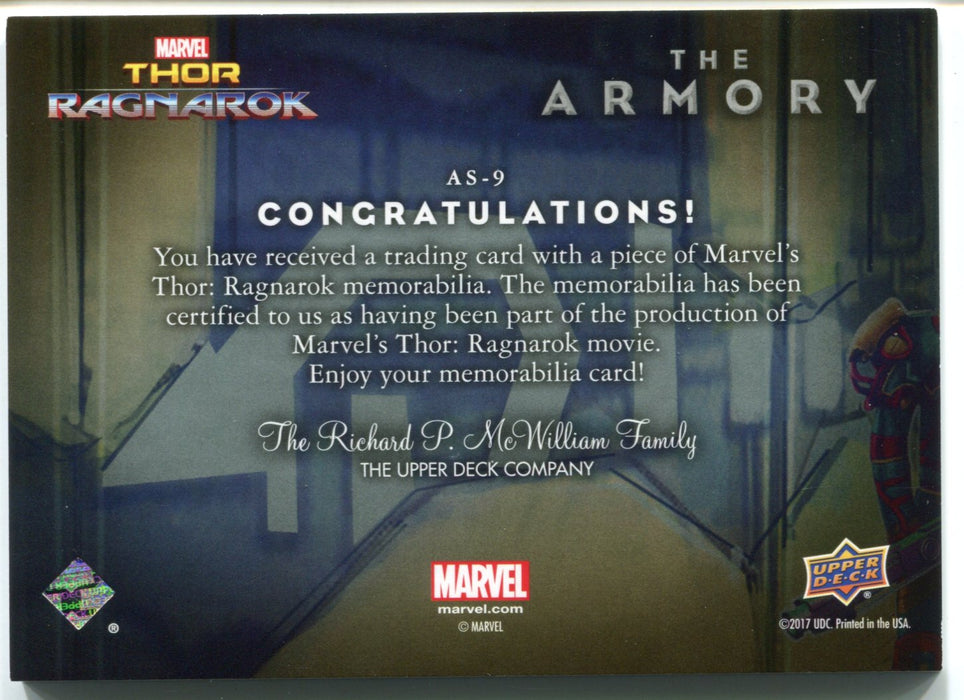 2017 Thor Ragnarok Armory Costume Card AS-9 Grandmaster Upperdeck - TvMovieCards.com