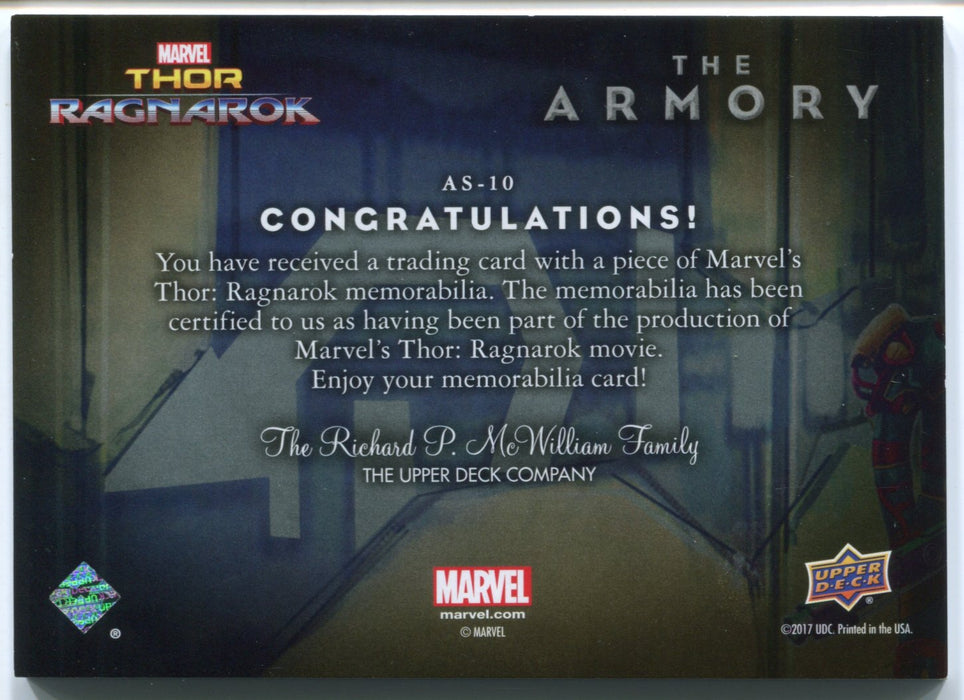 2017 Thor Ragnarok Armory Costume Card AS-10 Valkyrie Upperdeck - TvMovieCards.com