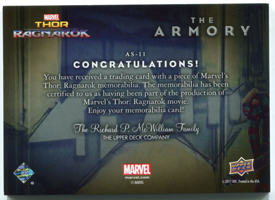 2017 Thor Ragnarok Armory Costume Card AS-11 Thor Upperdeck - TvMovieCards.com