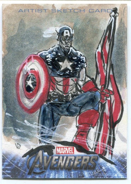 2012 Avengers Assemble Captain America Sketch Card by Richard McWilliam - TvMovieCards.com