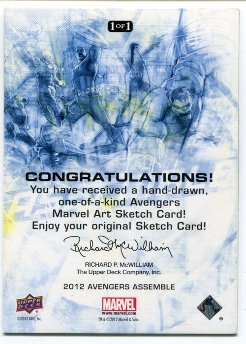 2012 Avengers Assemble Captain America Sketch Card by Richard McWilliam - TvMovieCards.com