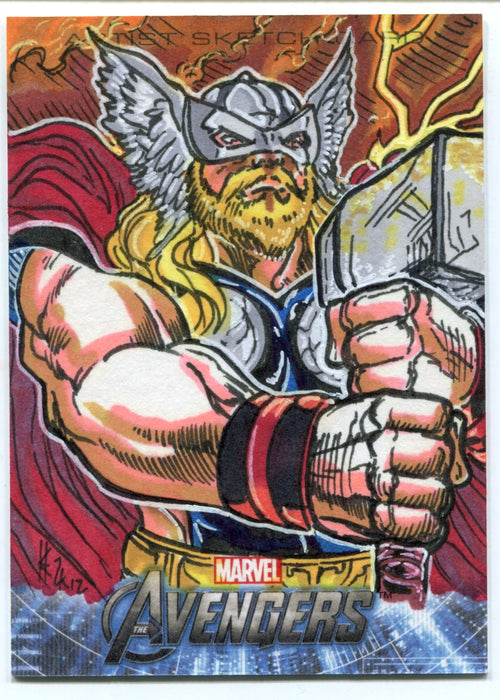 2012 Avengers Assemble Thor Sketch Card by Richard McWilliam - TvMovieCards.com
