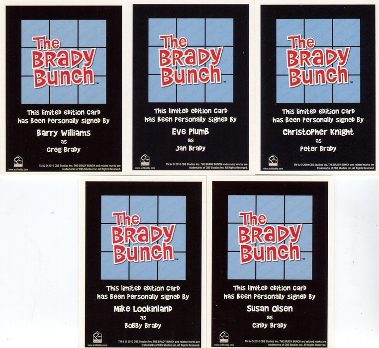 2011 The Complete Brady Bunch Limited Autograph Card Set 5 Cards Rittenhouse - TvMovieCards.com