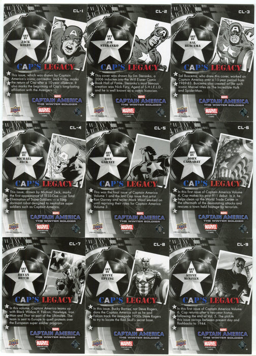 2014 Captain America Winter Soldier Cap's Legacy Chase Card Set CL-1/CL-9 - TvMovieCards.com