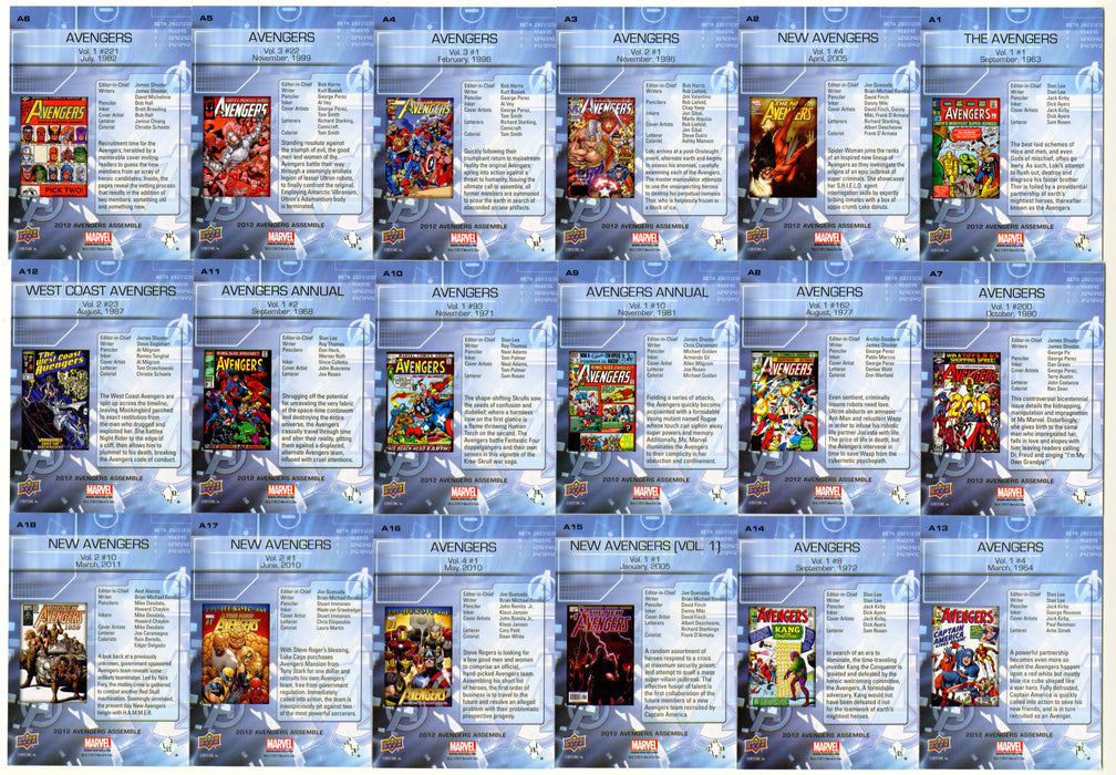 2012 Avengers Assemble Comic Cover Art Chase Trading Card Set A1-A36 - TvMovieCards.com