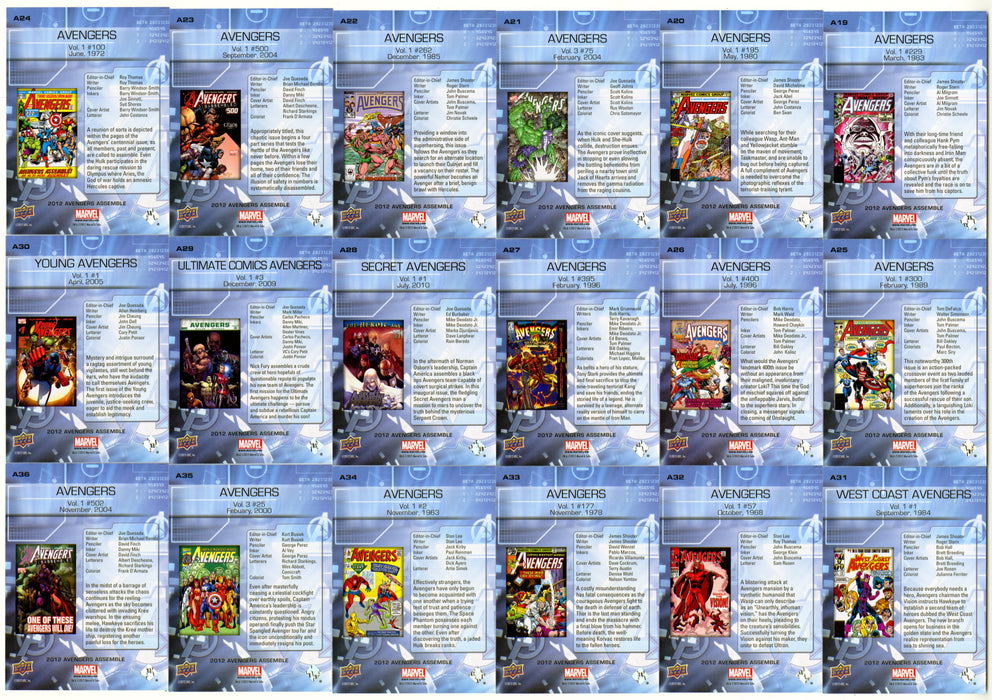 2012 Avengers Assemble Comic Cover Art Chase Trading Card Set A1-A36 - TvMovieCards.com