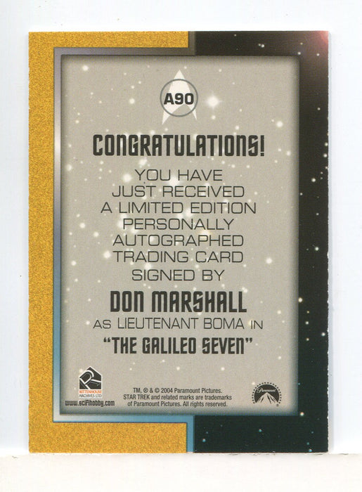 Star Trek TOS Quotable Don Marshall as Lieutenant Boma Autograph Card A90 - TvMovieCards.com