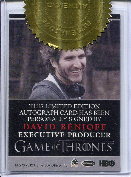 Game of Thrones Season 2 Dealer Incentive David Benioff Autograph Card - TvMovieCards.com