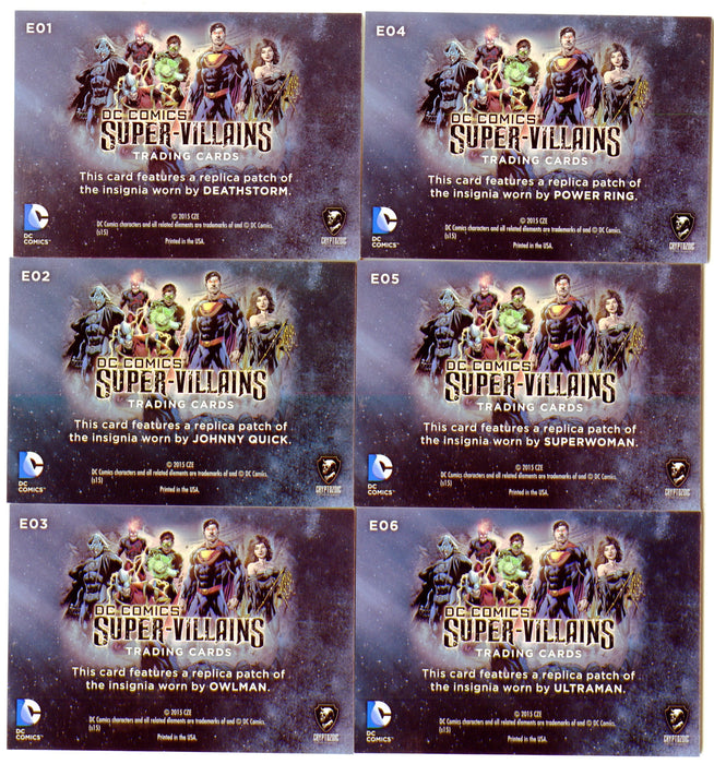 2015 DC Comics Super-Villains Replica Patch Trading Card Set E01-E06 - TvMovieCards.com