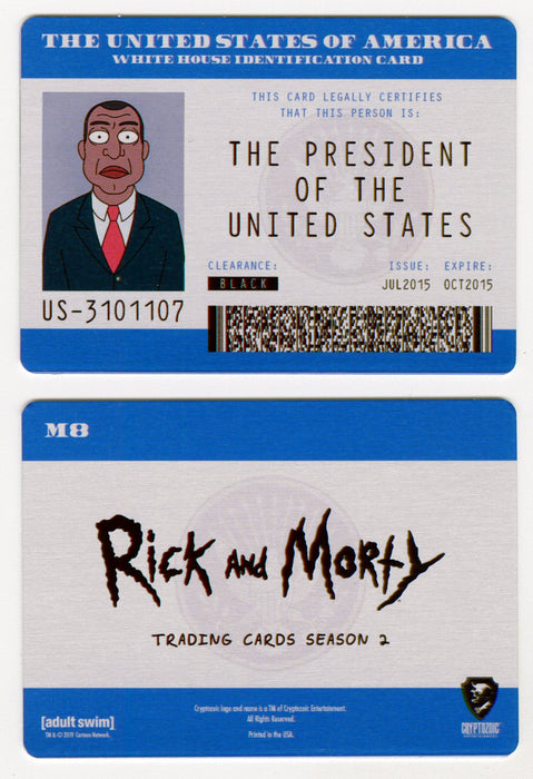2019 Rick and Morty Season 2 Convention Metal Chase Card M8 U.S. President - TvMovieCards.com