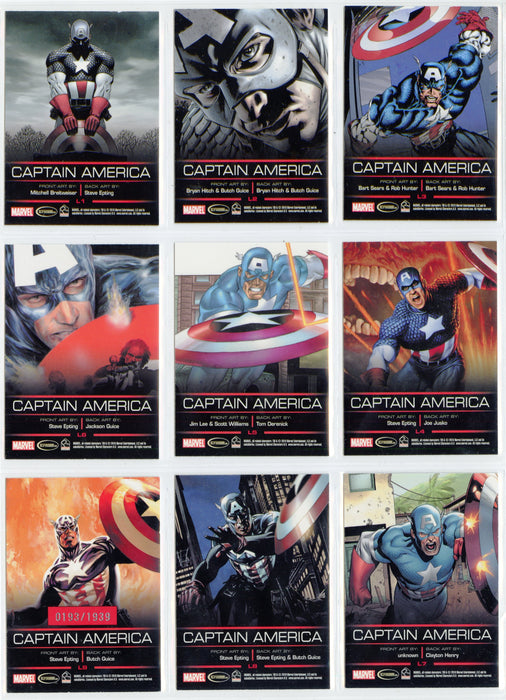 2010 Legends of Marvel Series 1 Captain America 9 Chase Card Set L1-L9 #/1939 - TvMovieCards.com