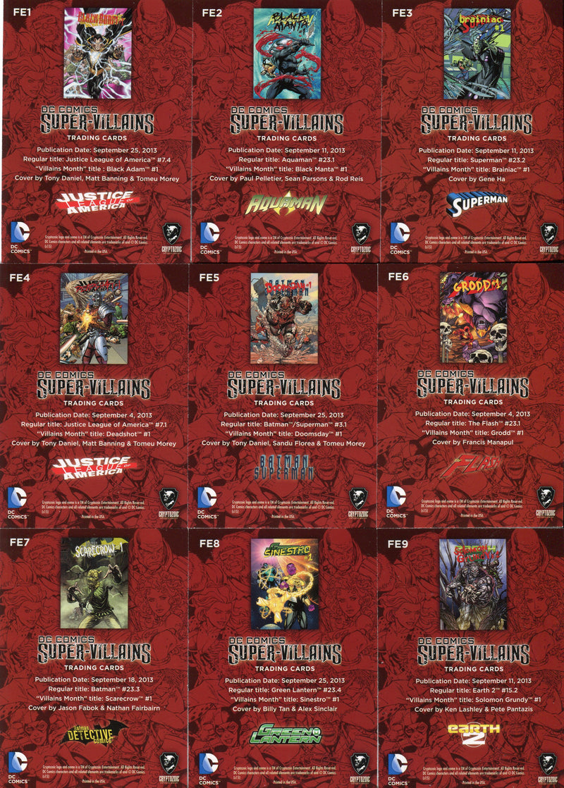 2015 DC Comics Super-Villains Forever Evil Chase Card Set FE1 thru FE9 - TvMovieCards.com