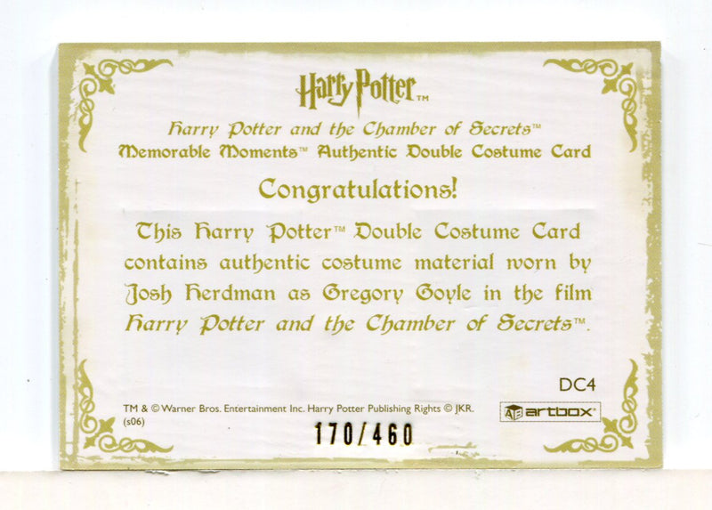 Harry Potter Memorable Moments Gregory Goyle Double Costume Card DC4 #170/460 - TvMovieCards.com