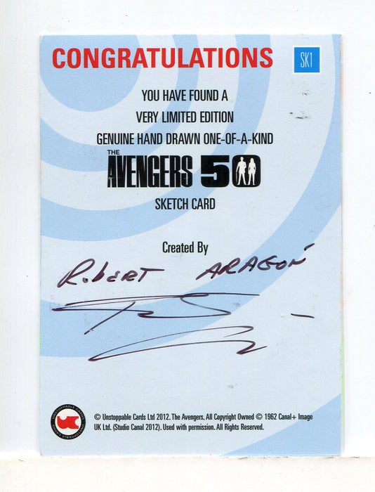 Avengers TV 50th Anniversary Robert Aragon Autograph Sketch Card SK1 - TvMovieCards.com