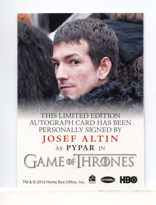 Game of Thrones Season 4 Josef Altin as Pypar Autograph Card - TvMovieCards.com