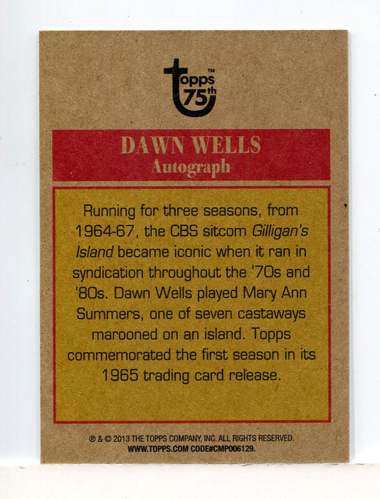 Topps 75th Anniversary Gilligan's Island Dawn Wells as Mary Ann Autograph Card - TvMovieCards.com