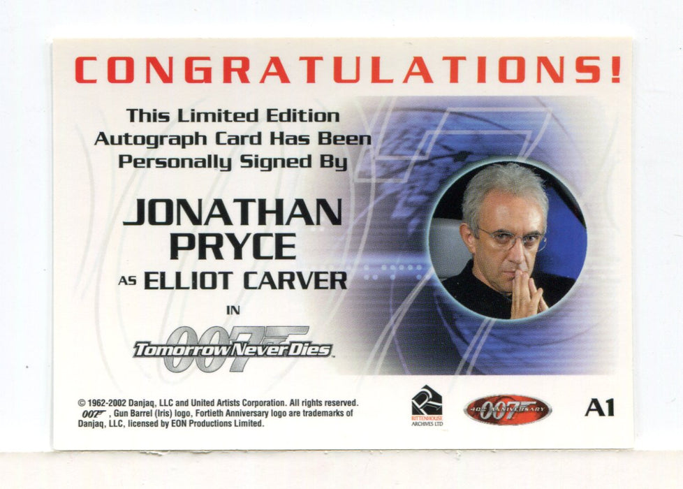 James Bond 40th Anniversary Jonathan Pryce Autograph Card A1 - TvMovieCards.com