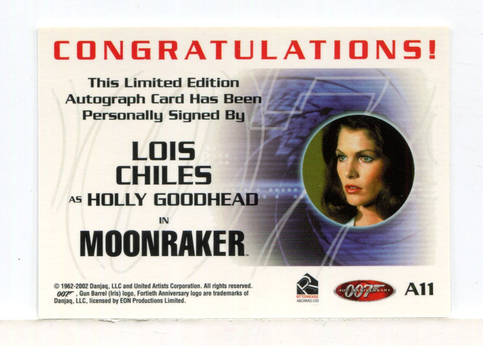 James Bond 40th Anniversary Lois Chiles as Holly Goodhead Autograph Card A11 - TvMovieCards.com