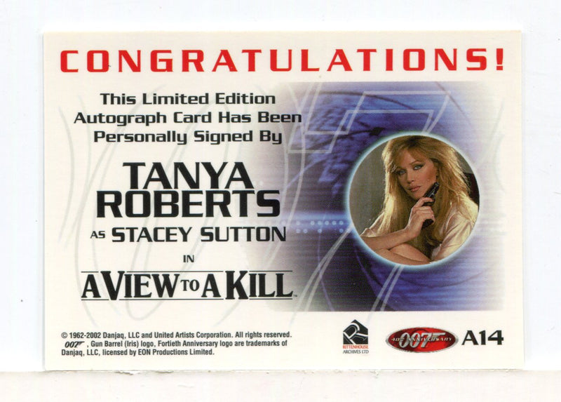 James Bond 40th Anniversary Tanya Roberts Autograph Card A14 - TvMovieCards.com