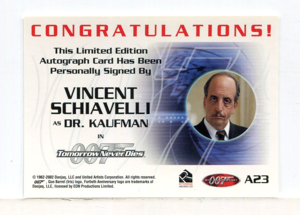 James Bond 40th Anniversary Vincent Schiavelli Autograph Card A23 - TvMovieCards.com