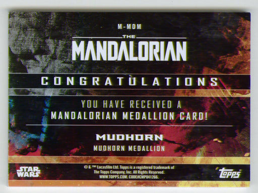 2020 Star Wars The Mandalorian Medallion Trading Card M-MDM Mudhorn Topps - TvMovieCards.com