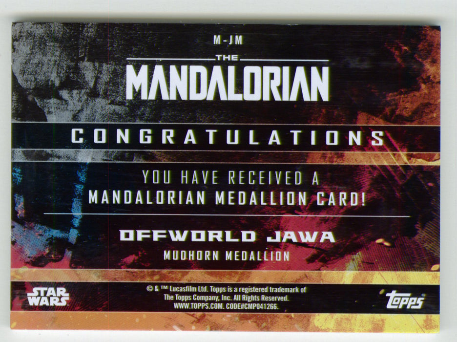 2020 Star Wars The Mandalorian Medallion Trading Card M-JM Offworld Jawa Topps - TvMovieCards.com