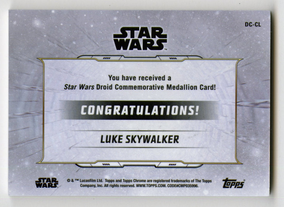2019 Star Wars Chrome Legacy Droid Medallion Trading Card Luke Skywalker DC-CL - TvMovieCards.com