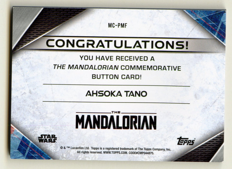2021 Star Wars The Mandalorian Button Trading Card MC-PMF Ahsoka Tano Topps - TvMovieCards.com