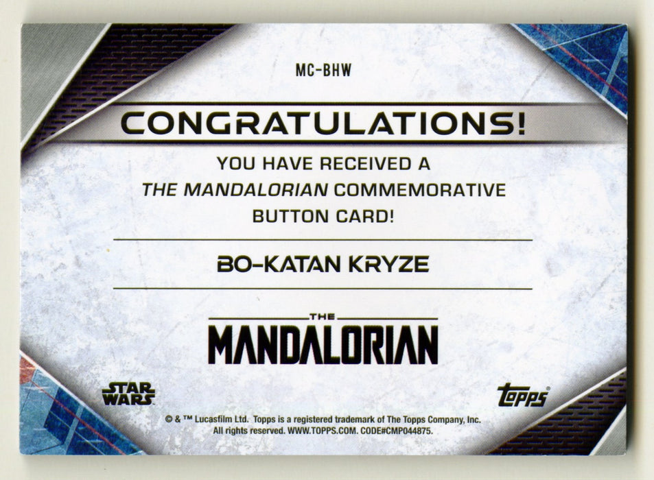 2021 Star Wars The Mandalorian Button Trading Card MC-BHW Bo-Katan Kryze Topps - TvMovieCards.com