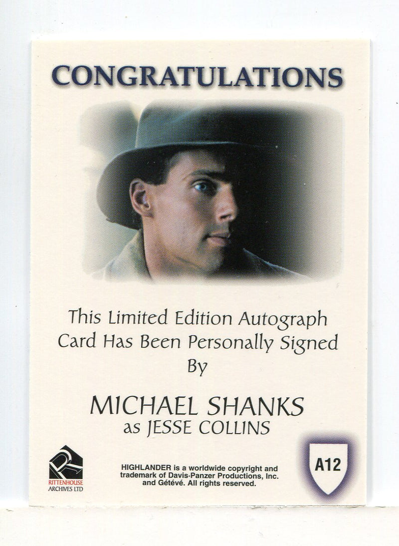 Highlander Complete Michael Shanks as Jesse Collins Autograph Card A12 - TvMovieCards.com