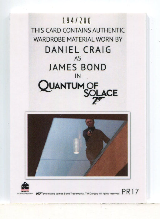 James Bond Archives Spectre James Bond's Jacket Relic Costume Card PR17 #194/200 - TvMovieCards.com