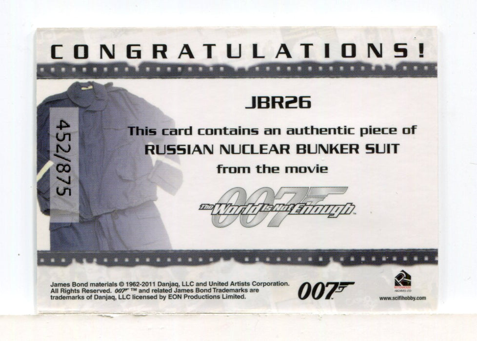 James Bond Mission Logs Russian Bunker Suit Relic Costume Card JBR26 #452/875 - TvMovieCards.com