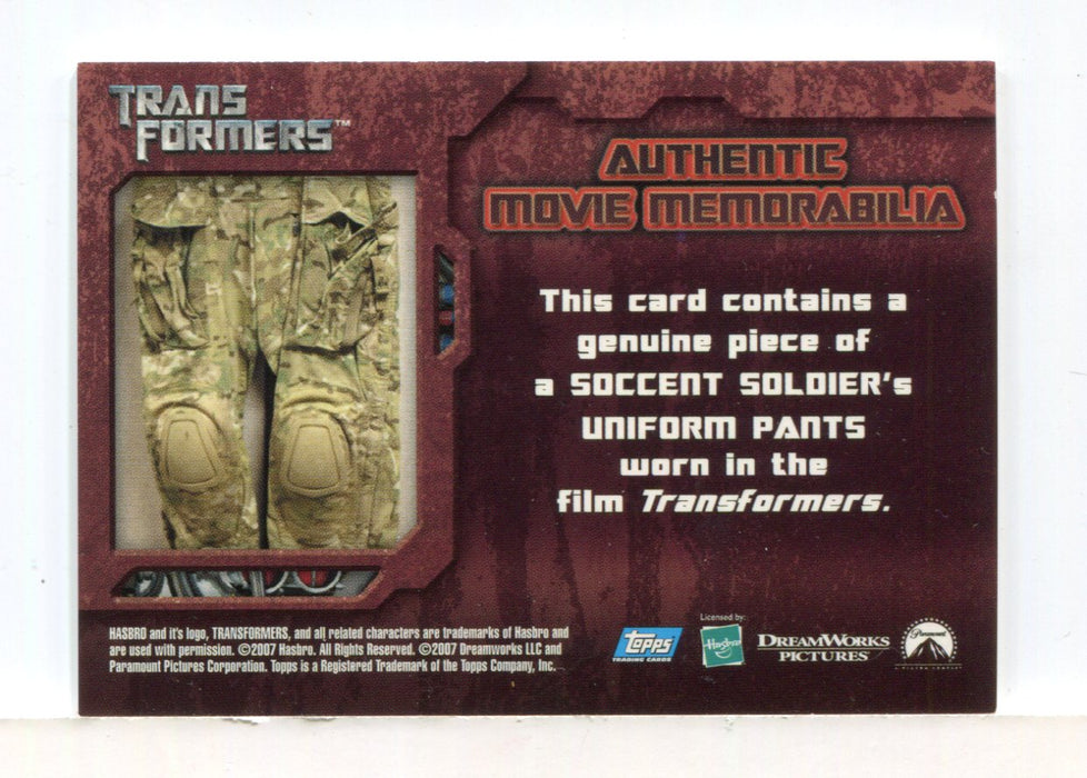 Transformers Movie Soccent Soldiers Humans Costume Card Swatch 1 Topps 2007 - TvMovieCards.com