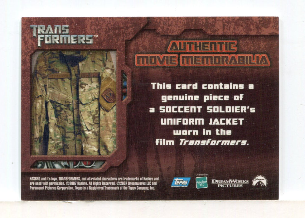 Transformers Movie Soccent Soldiers Humans Costume Card Swatch 2 Topps 2007 - TvMovieCards.com