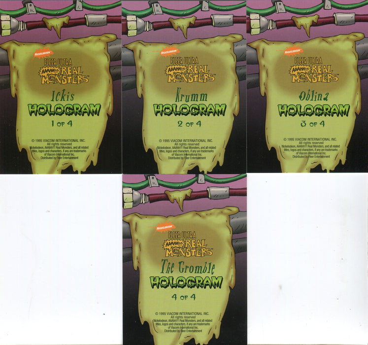1995 AAAHH!! Real Monsters Hologram Chase Card Set 4 Hologram Cards - TvMovieCards.com